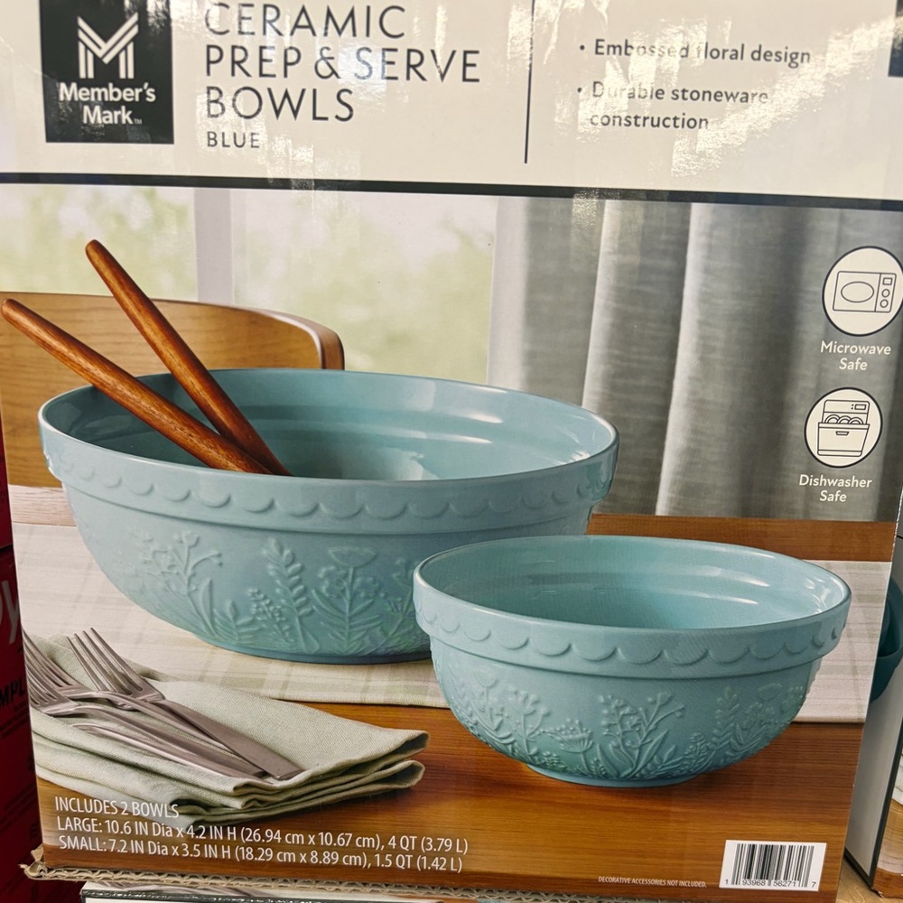 Member's Mark Blue Ceramic Prep & Serve Bowls - Set of 2